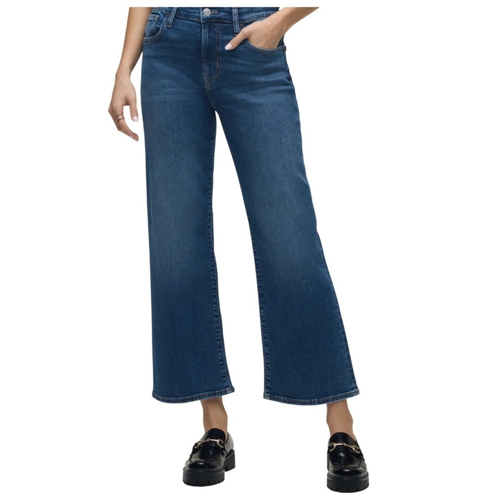 Hudson Rosalie Wide Leg Jeans Womens 24 Blue Callisto Cropped Minimalist Chic